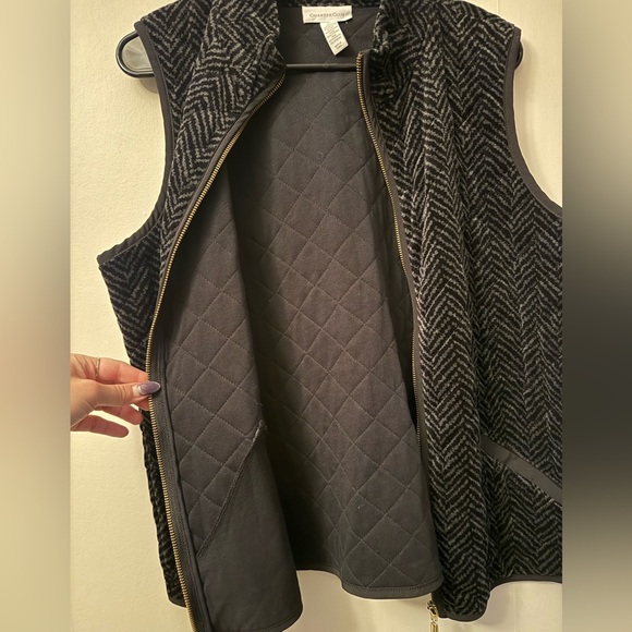 Charter Club Black and Gray Herringbone Vest - Picture 4 of 5